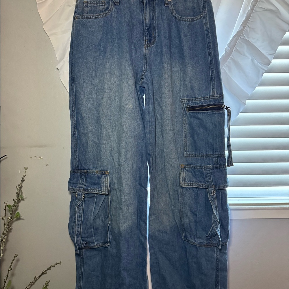 Wild Fable Women’s Relaxed Blue Cargo Jeans